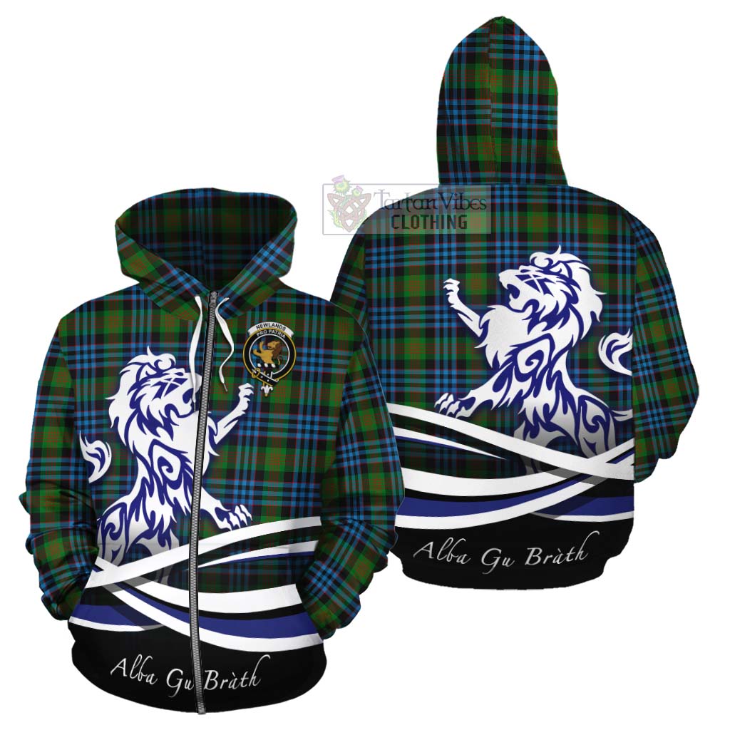 Tartan Vibes Clothing Newlands Tartan Cotton Hoodie with Alba Gu Brath Regal Lion Emblem