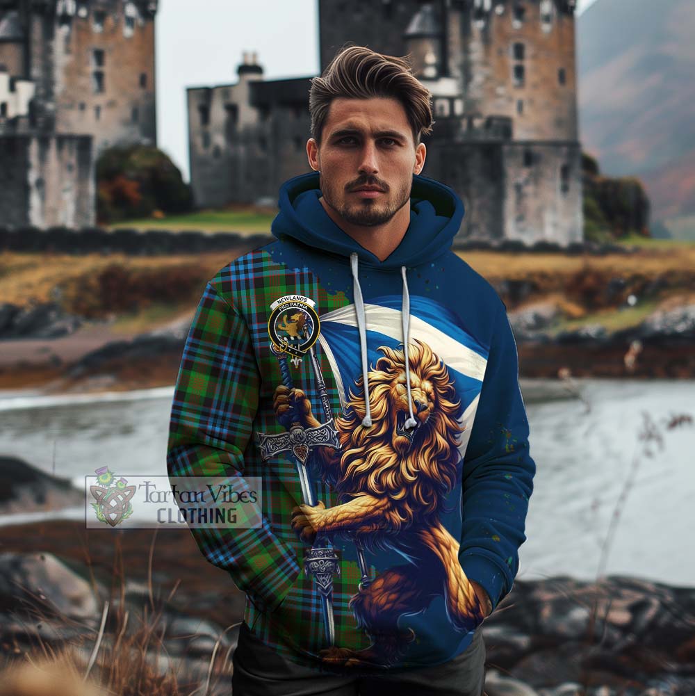 Tartan Vibes Clothing Newlands Tartan Family Crest Cotton Hoodie with Scottish Majestic Lion