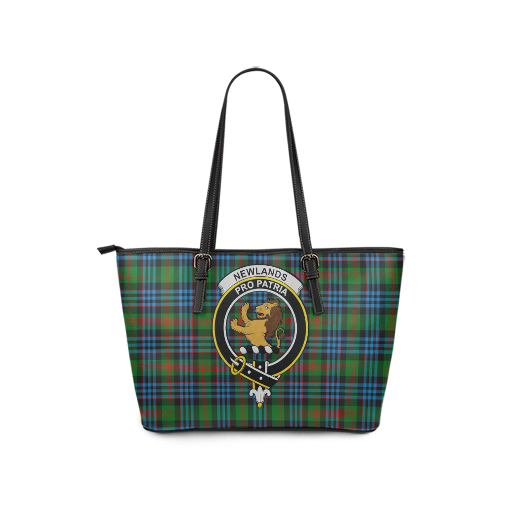 Newlands Tartan Leather Tote Bag with Family Crest - Tartan Vibes Clothing