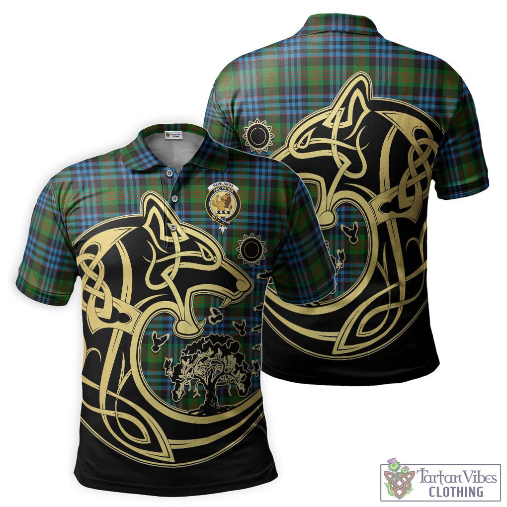 Newlands Tartan Polo Shirt with Family Crest Celtic Wolf Style Kid - Tartanvibesclothing Shop