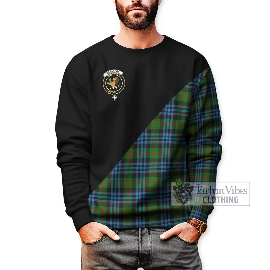 Newlands Tartan Sweatshirt with Family Crest and Military Logo Style Unisex - Tartanvibesclothing Shop