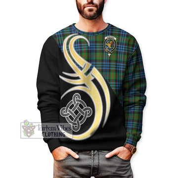 Newlands Tartan Sweatshirt with Family Crest and Celtic Symbol Style