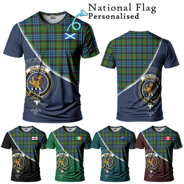 Newlands Tartan T-Shirt with Personalised National Flag and Family Crest Half Style