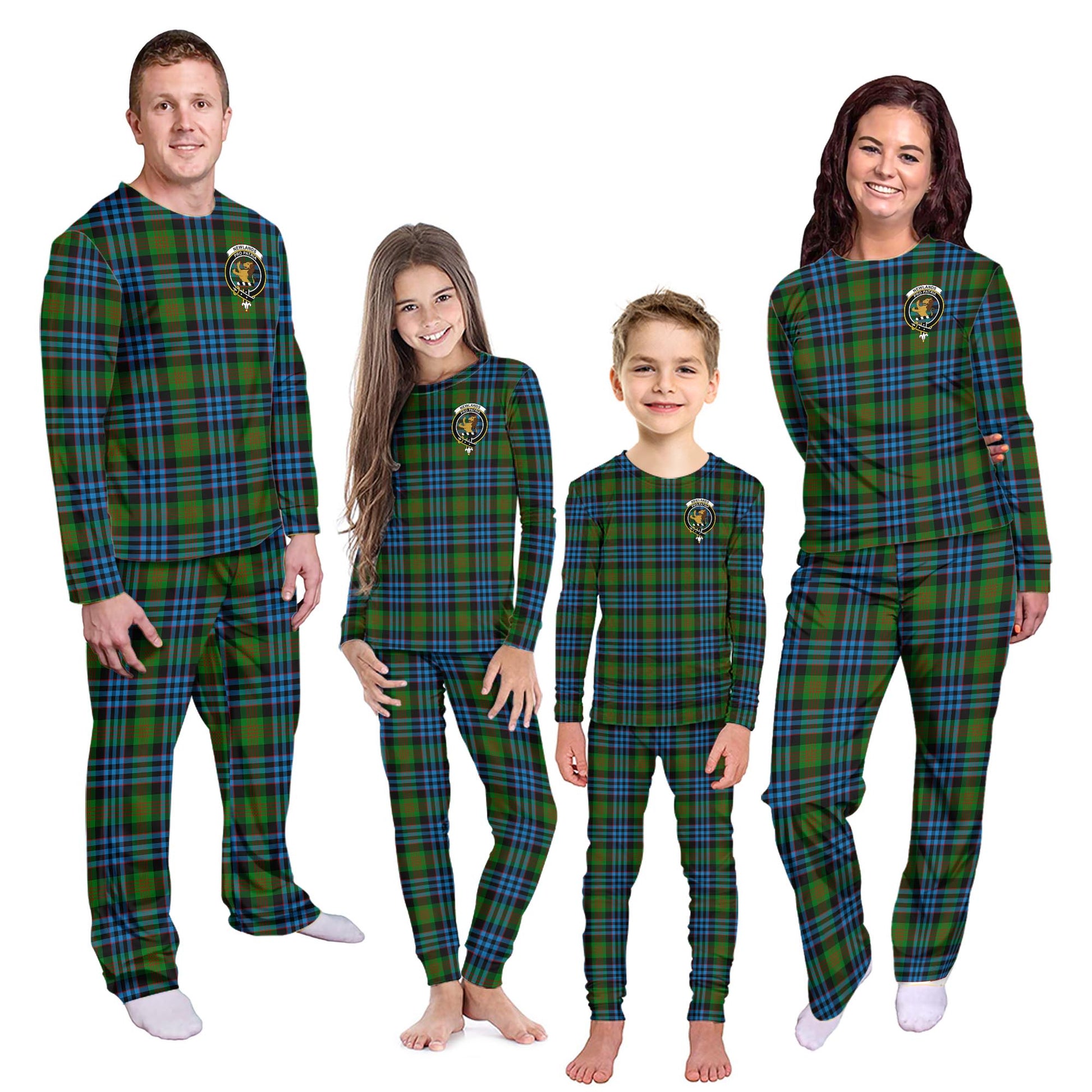 Newlands of Lauriston Tartan Pajamas Family Set with Family Crest - Tartanvibesclothing