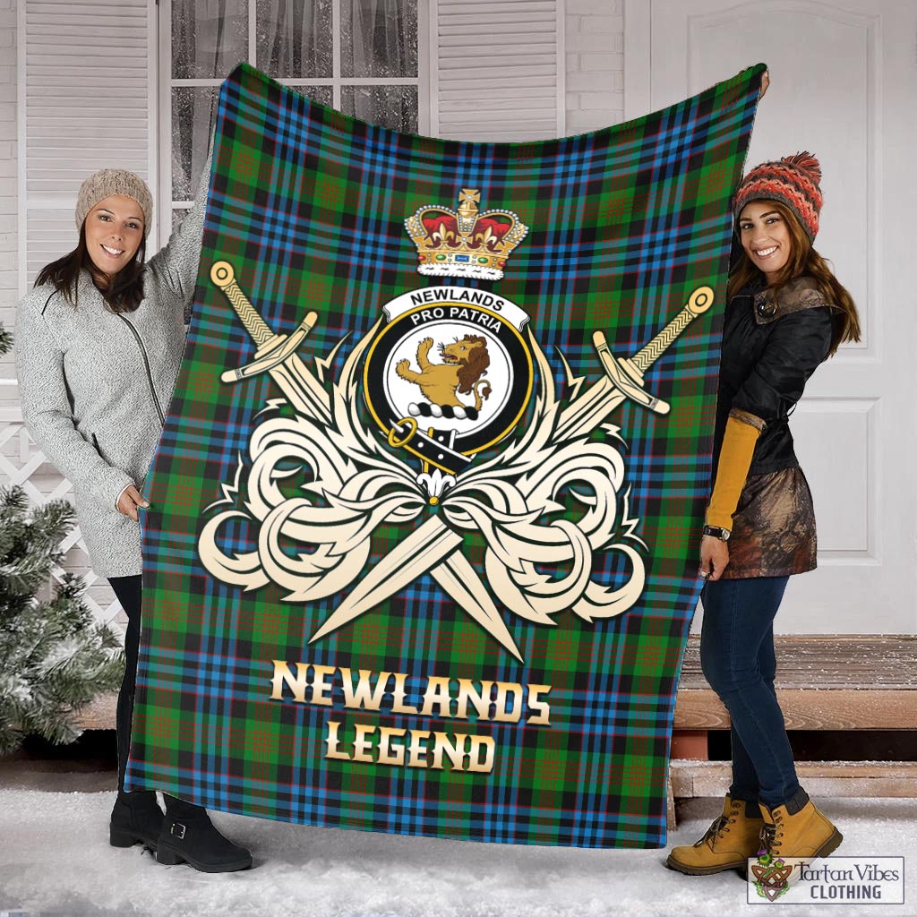 Tartan Vibes Clothing Newlands of Lauriston Tartan Blanket with Clan Crest and the Golden Sword of Courageous Legacy