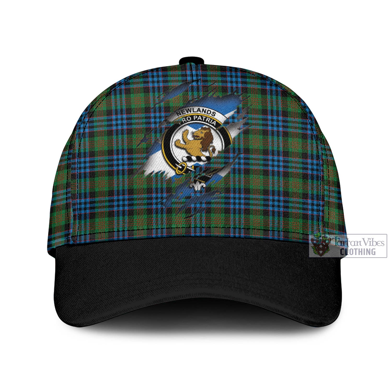 Tartan Vibes Clothing Newlands of Lauriston Tartan Classic Cap with Family Crest In Me Style