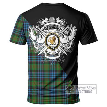 Newlands Tartan T-Shirt with Family Crest and Military Logo Style