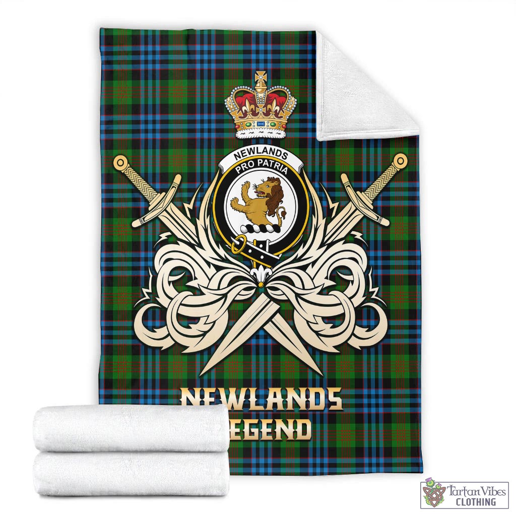 Tartan Vibes Clothing Newlands of Lauriston Tartan Blanket with Clan Crest and the Golden Sword of Courageous Legacy