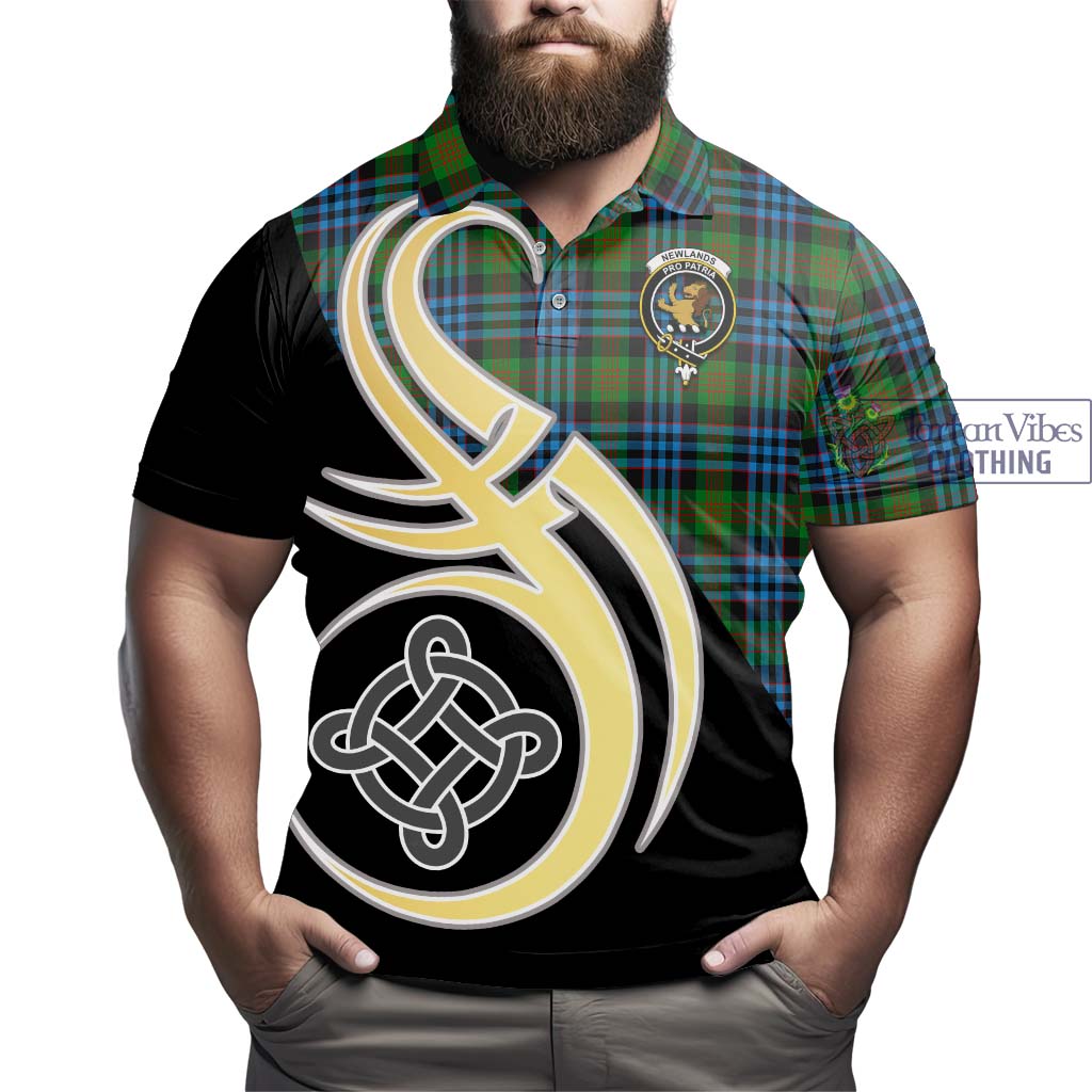 Tartan Vibes Clothing Newlands of Lauriston Tartan Polo Shirt with Family Crest and Celtic Symbol Style