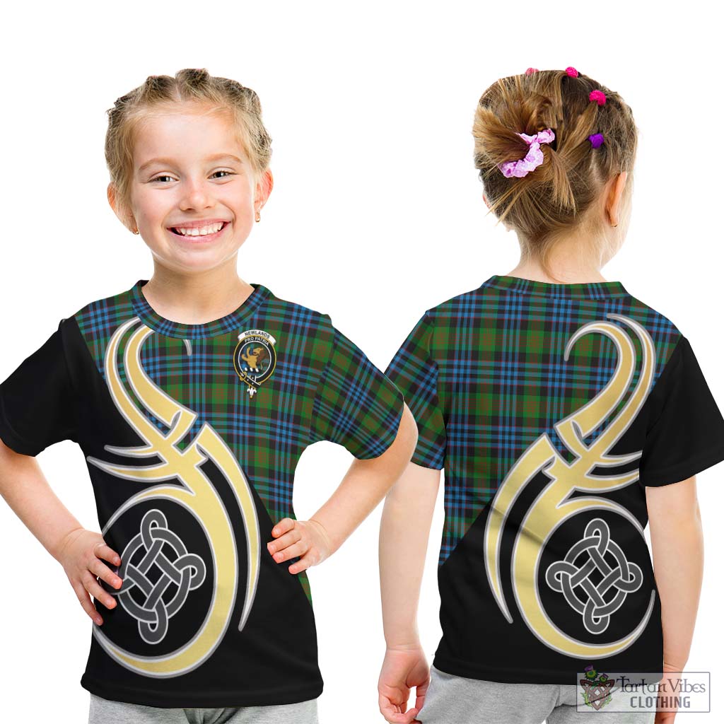 Newlands Tartan Kid T-Shirt with Family Crest and Celtic Symbol Style - Tartan Vibes Clothing