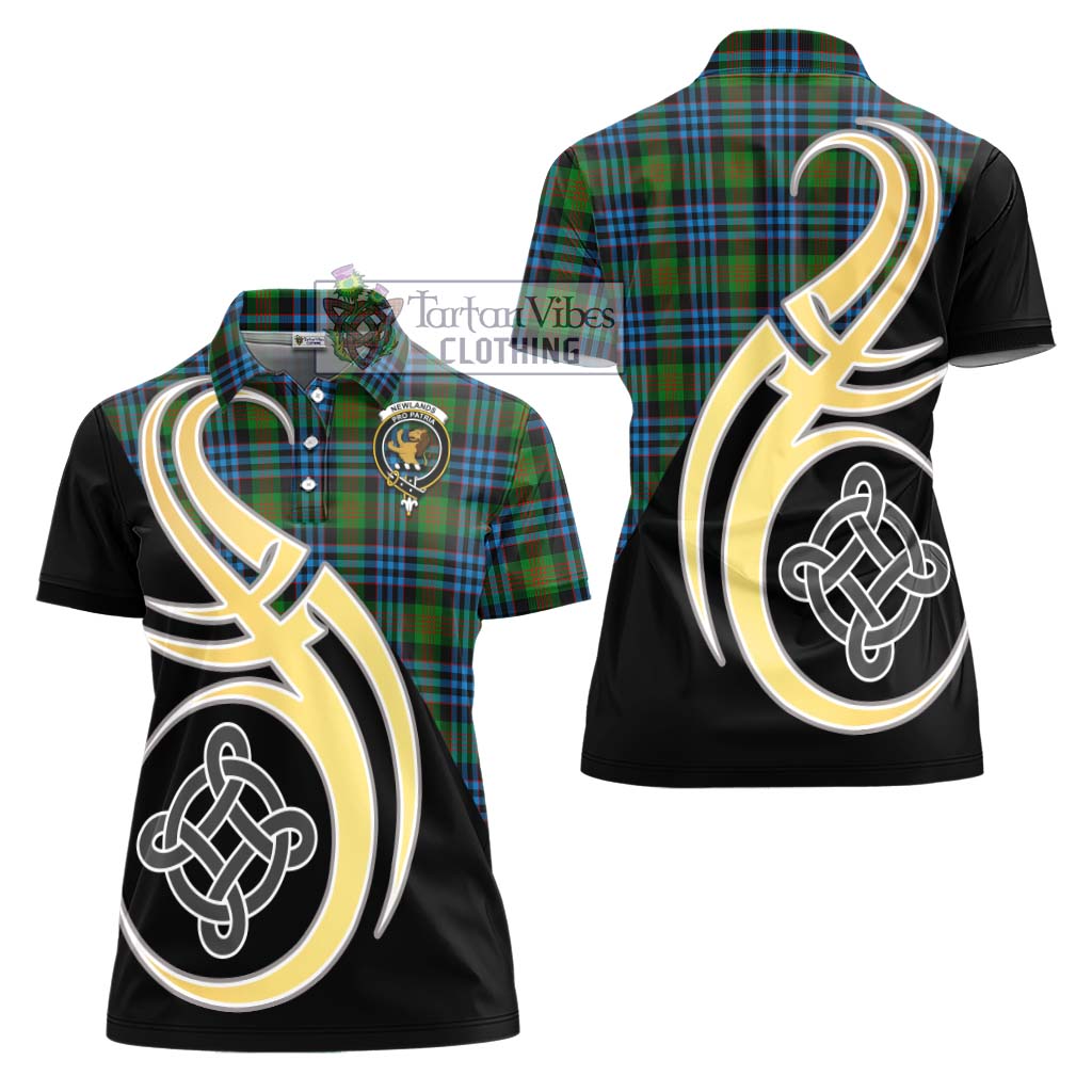 Newlands Tartan Women's Polo Shirt with Family Crest and Celtic Symbol Style - Tartan Vibes Clothing