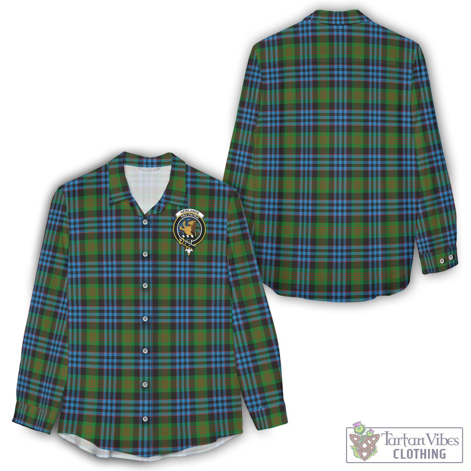 Tartan Vibes Clothing Newlands of Lauriston Tartan Womens Casual Shirt with Family Crest