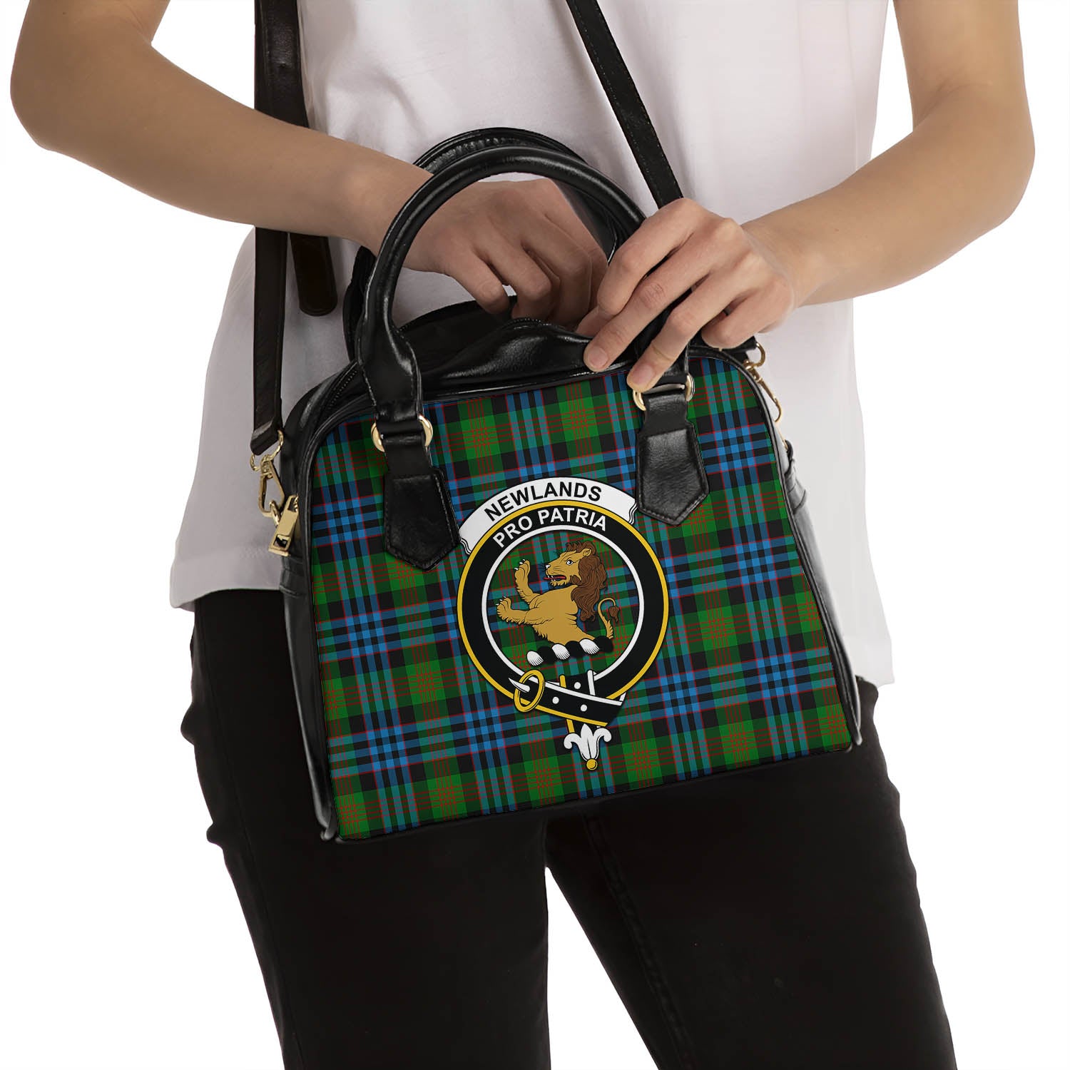 Newlands of Lauriston Tartan Shoulder Handbags with Family Crest - Tartanvibesclothing