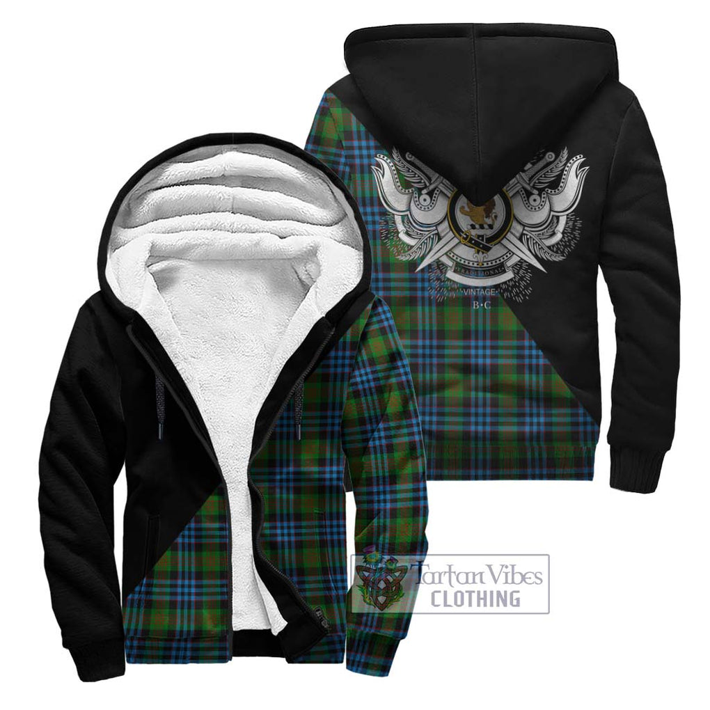 Newlands Tartan Sherpa Hoodie with Family Crest and Military Logo Style Unisex - Tartanvibesclothing Shop