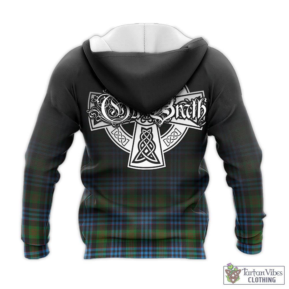 Tartan Vibes Clothing Newlands of Lauriston Tartan Knitted Hoodie Featuring Alba Gu Brath Family Crest Celtic Inspired