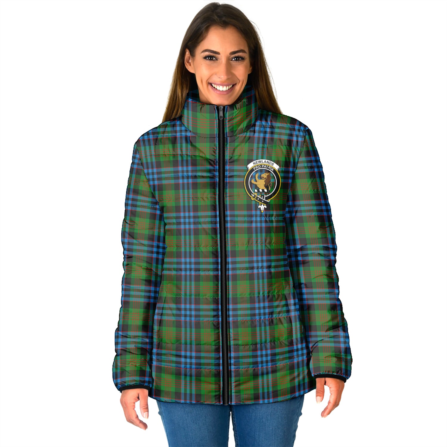 Newlands Tartan Padded Jacket with Family Crest - Tartan Vibes Clothing