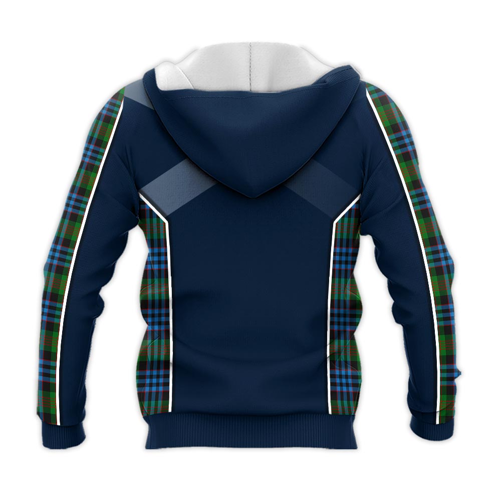 Tartan Vibes Clothing Newlands of Lauriston Tartan Knitted Hoodie with Family Crest and Scottish Thistle Vibes Sport Style