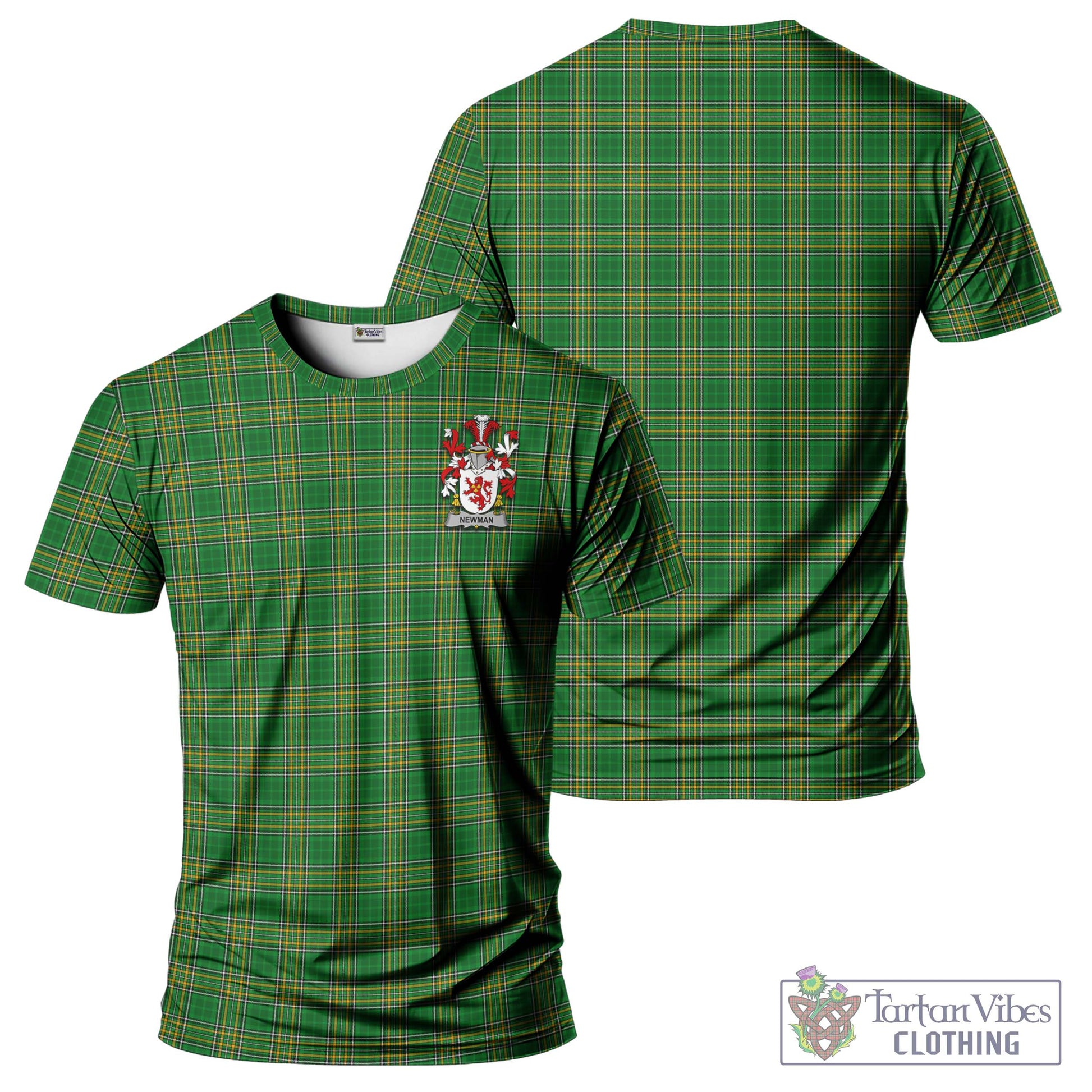Tartan Vibes Clothing Newman Ireland Clan Tartan T-Shirt with Family Seal