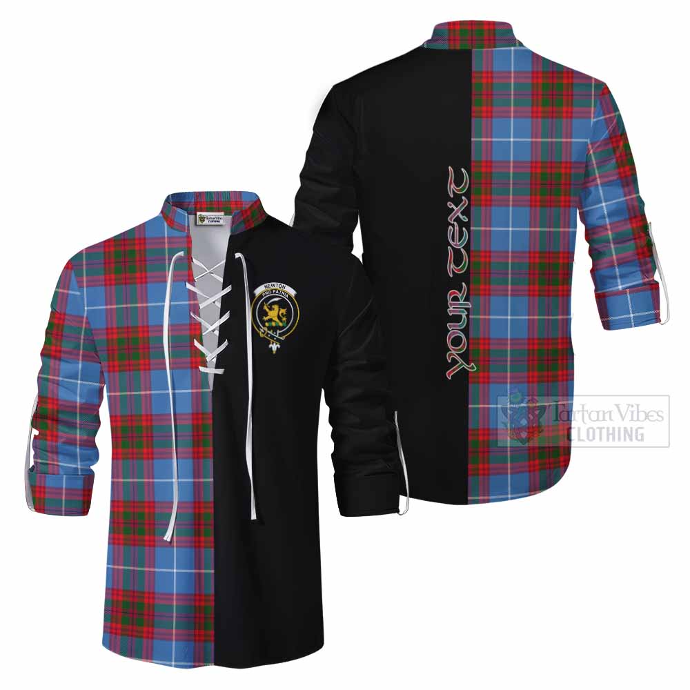 Tartan Vibes Clothing Newton Tartan Ghillie Kilt Shirt with Family Crest and Half Of Me Style