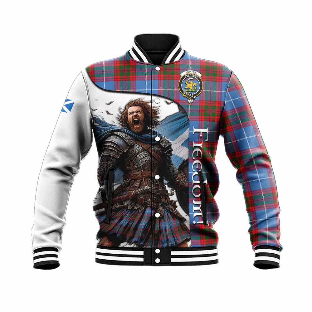 Tartan Vibes Clothing Newton Crest Tartan Baseball Jacket Inspired by the Freedom of Scottish Warrior