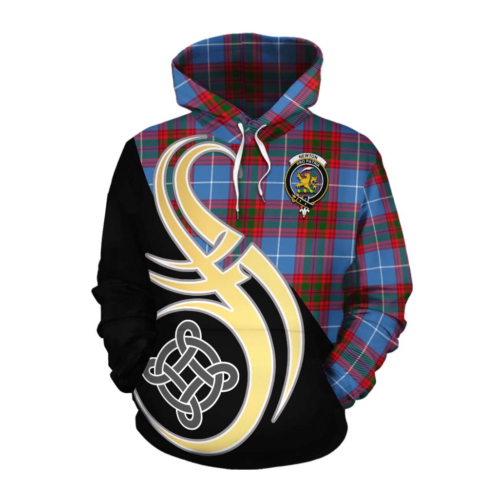 Tartan Vibes Clothing Newton Tartan Cotton Hoodie with Family Crest and Celtic Symbol Style