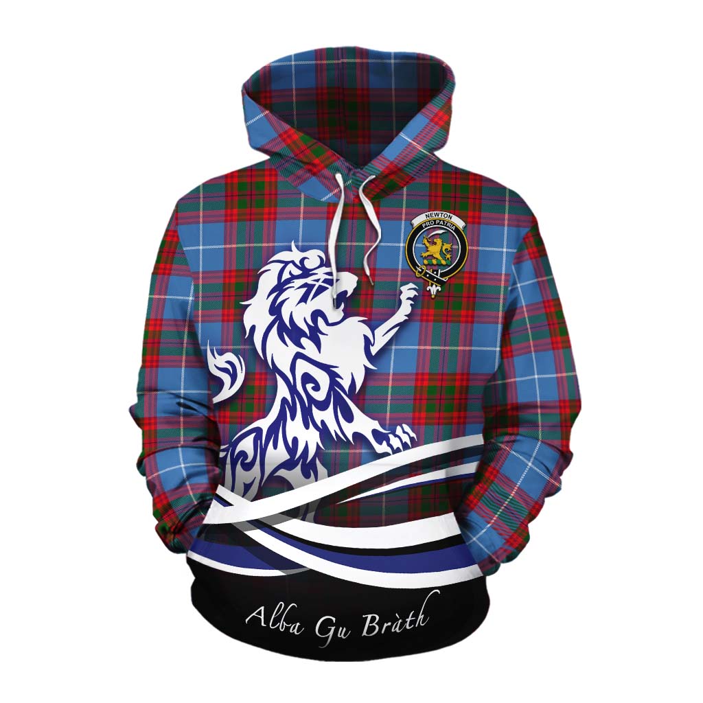 Tartan Vibes Clothing Newton Tartan Cotton Hoodie with Alba Gu Brath Regal Lion Emblem