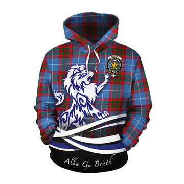 Newton Tartan Cotton Hoodie with Alba Gu Brath Regal Lion Emblem