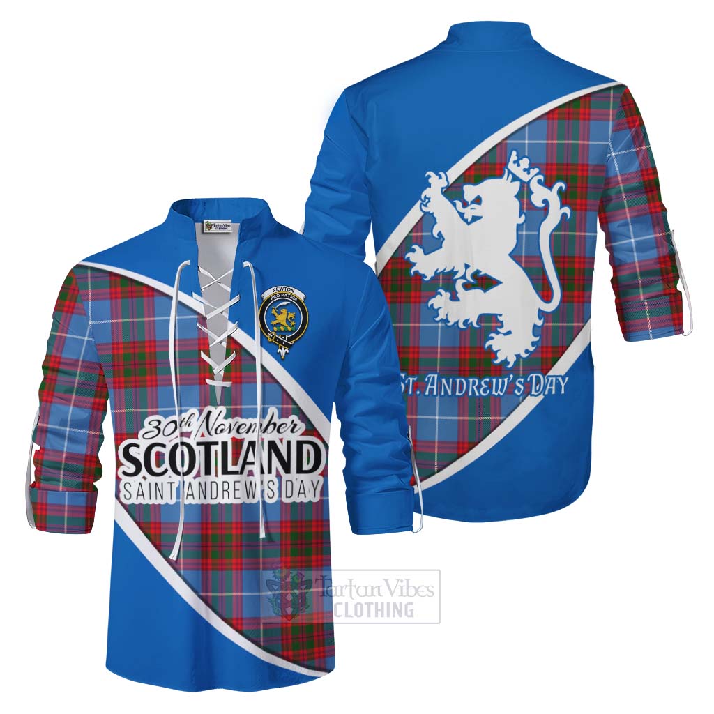 Tartan Vibes Clothing Newton Family Crest Tartan Ghillie Kilt Shirt Celebrate Saint Andrew's Day in Style