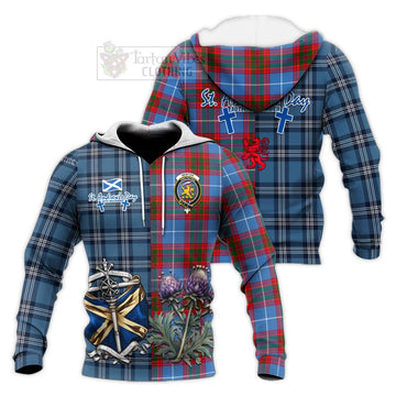 Newton Tartan Knitted Hoodie Happy St. Andrew's Day Half Tartan Style