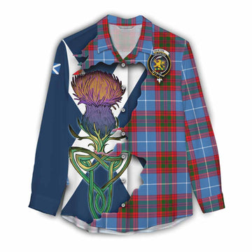 Newton Tartan Family Crest Women's Casual Shirt Scottish Thistle Celtic Inspired Female - Tartan Vibes Clothing