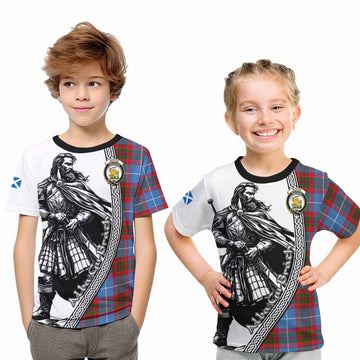 Newton Tartan Clan Crest Kid T-Shirt with Highlander Warrior Celtic Style