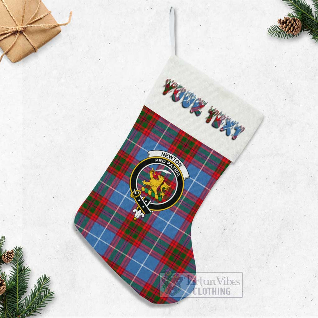 Tartan Vibes Clothing Newton Tartan Family Crest Christmas Stocking with Personalized Text