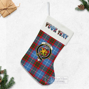 Newton Tartan Family Crest Christmas Stocking with Personalized Text