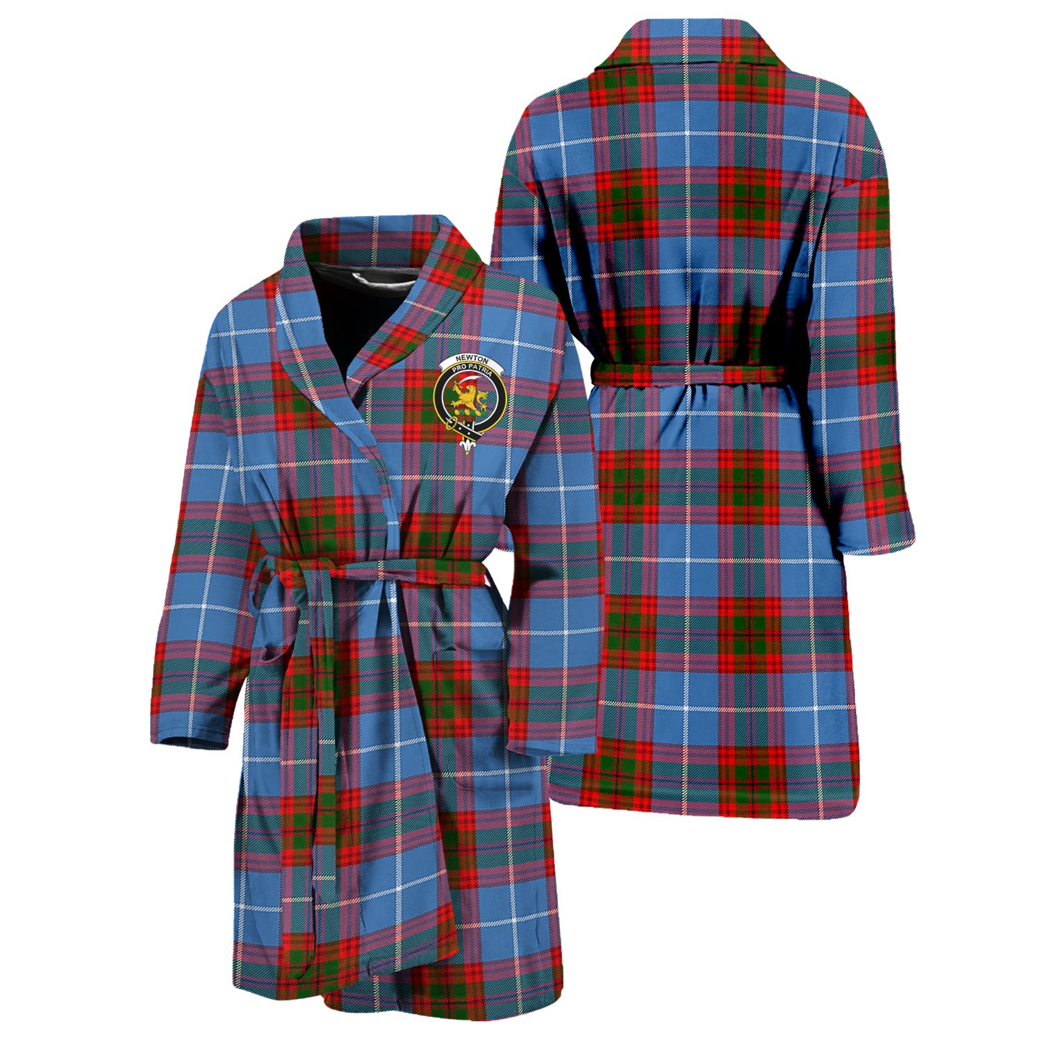 Newton Tartan Bathrobe with Family Crest Unisex S - Tartan Vibes Clothing