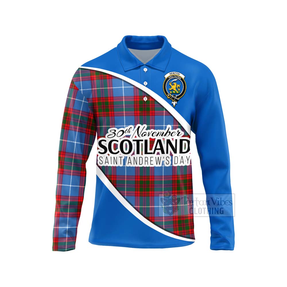 Tartan Vibes Clothing Newton Family Crest Tartan Long Sleeve Polo Shirt Celebrate Saint Andrew's Day in Style