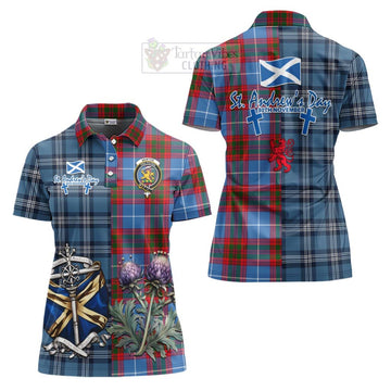 Newton Tartan Women's Polo Shirt Happy St. Andrew's Day Half Tartan Style