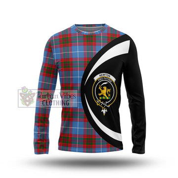 Newton Tartan Long Sleeve T-Shirt with Family Crest Circle Style