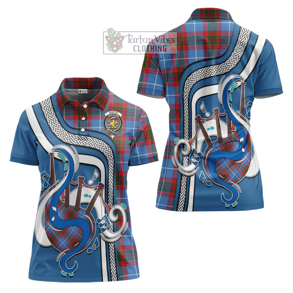 Newton Tartan Women's Polo Shirt with Epic Bagpipe Style Women - Tartanvibesclothing Shop