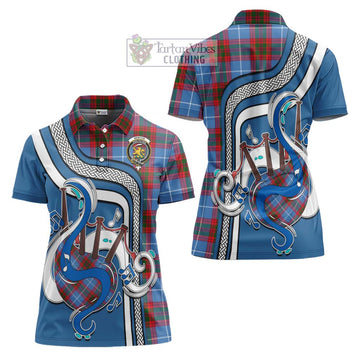 Newton Tartan Women's Polo Shirt with Epic Bagpipe Style