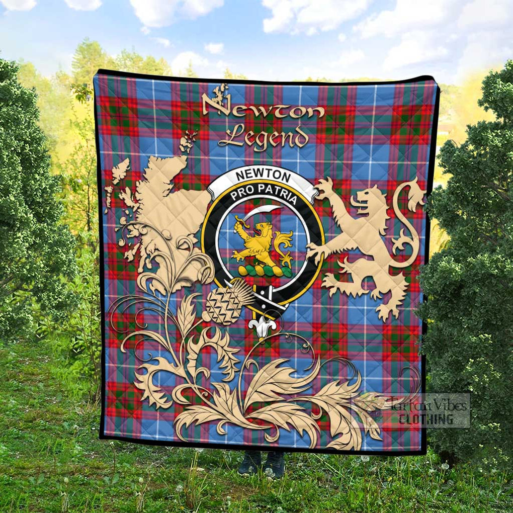 Tartan Vibes Clothing Newton Tartan Quilt with Family Crest and Scottish Symbol Style