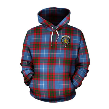 Newton Tartan Cotton Hoodie with Family Crest Celtic Skull Style