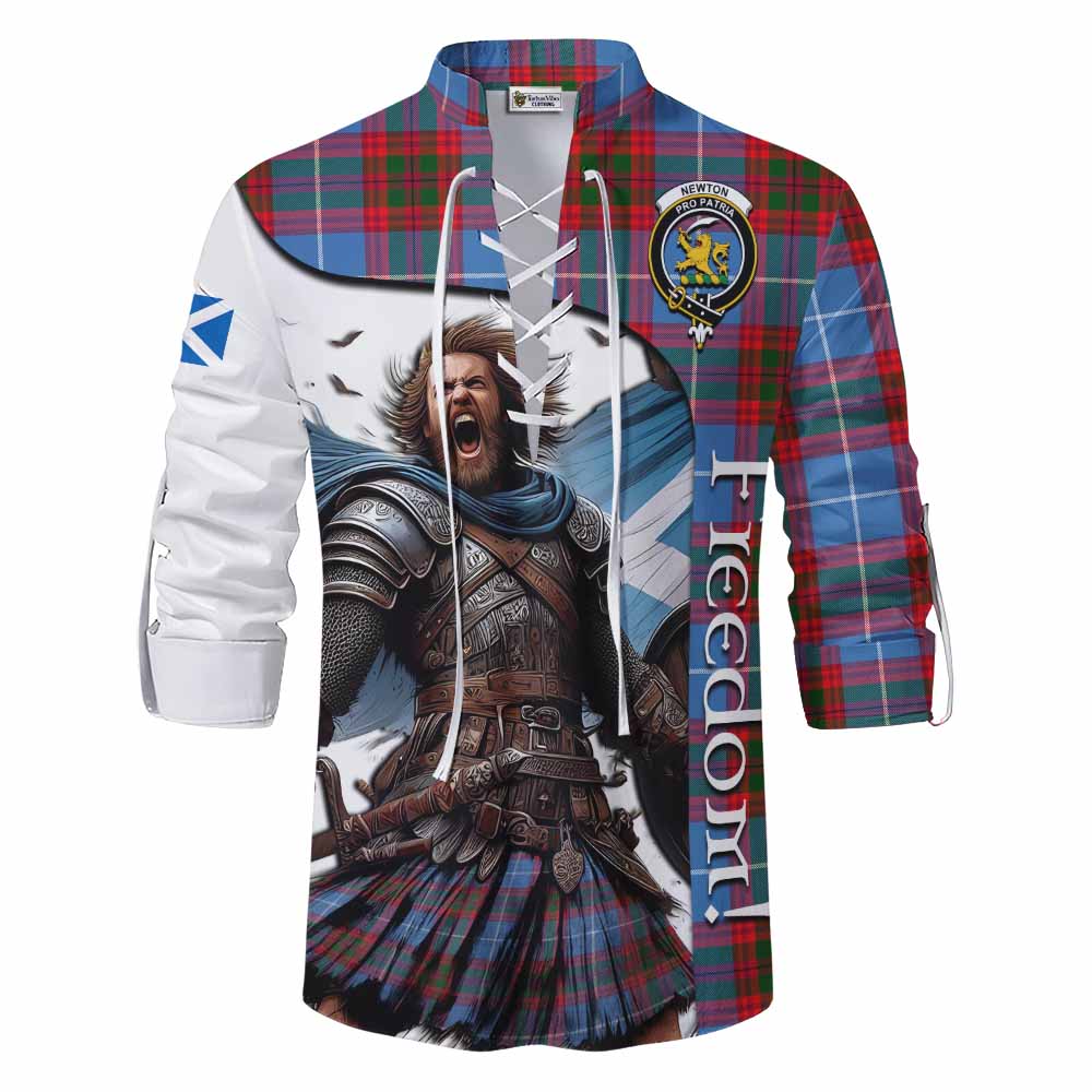 Tartan Vibes Clothing Newton Crest Tartan Ghillie Kilt Shirt Inspired by the Freedom of Scottish Warrior