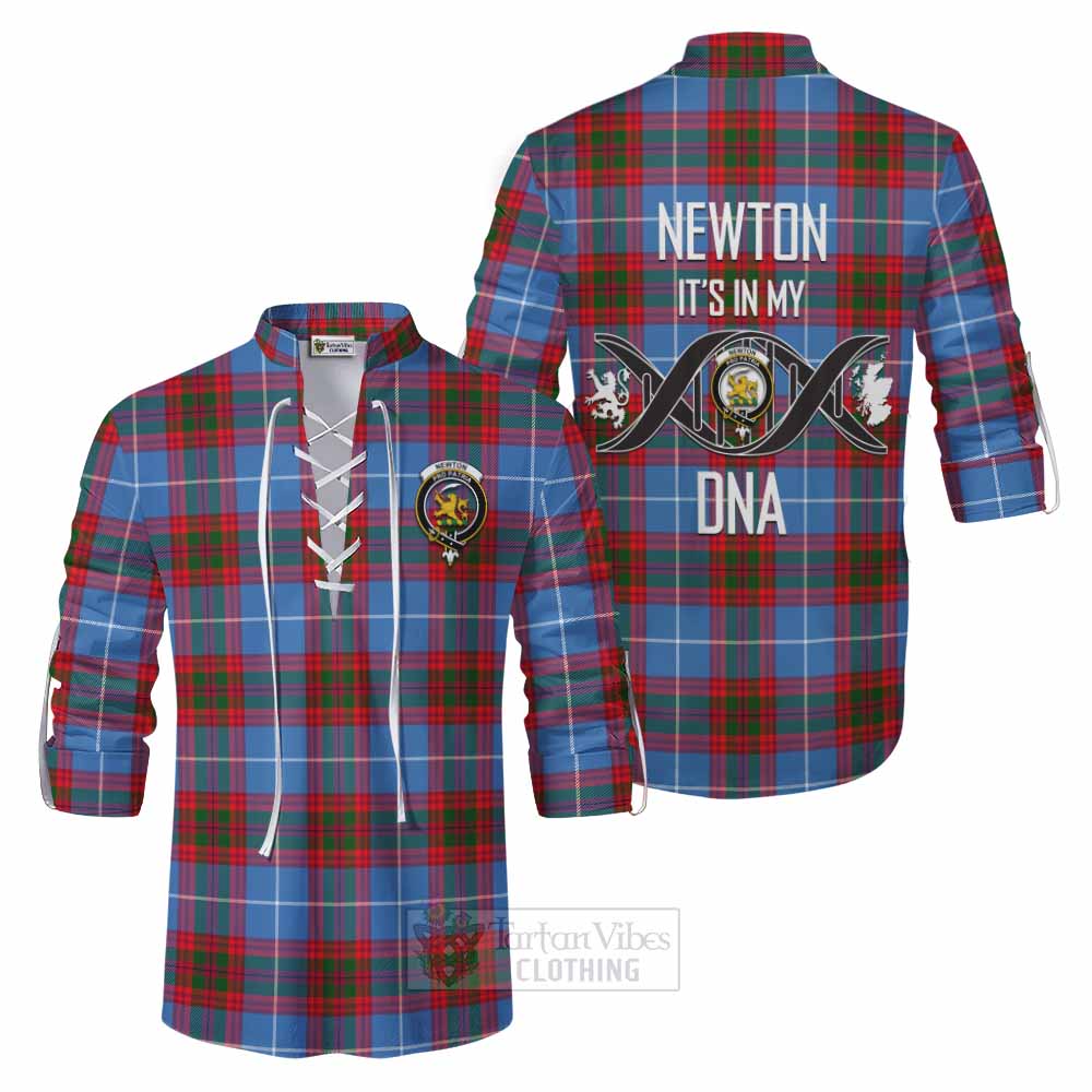 Tartan Vibes Clothing Newton Tartan Ghillie Kilt Shirt with Family Crest DNA In Me Style