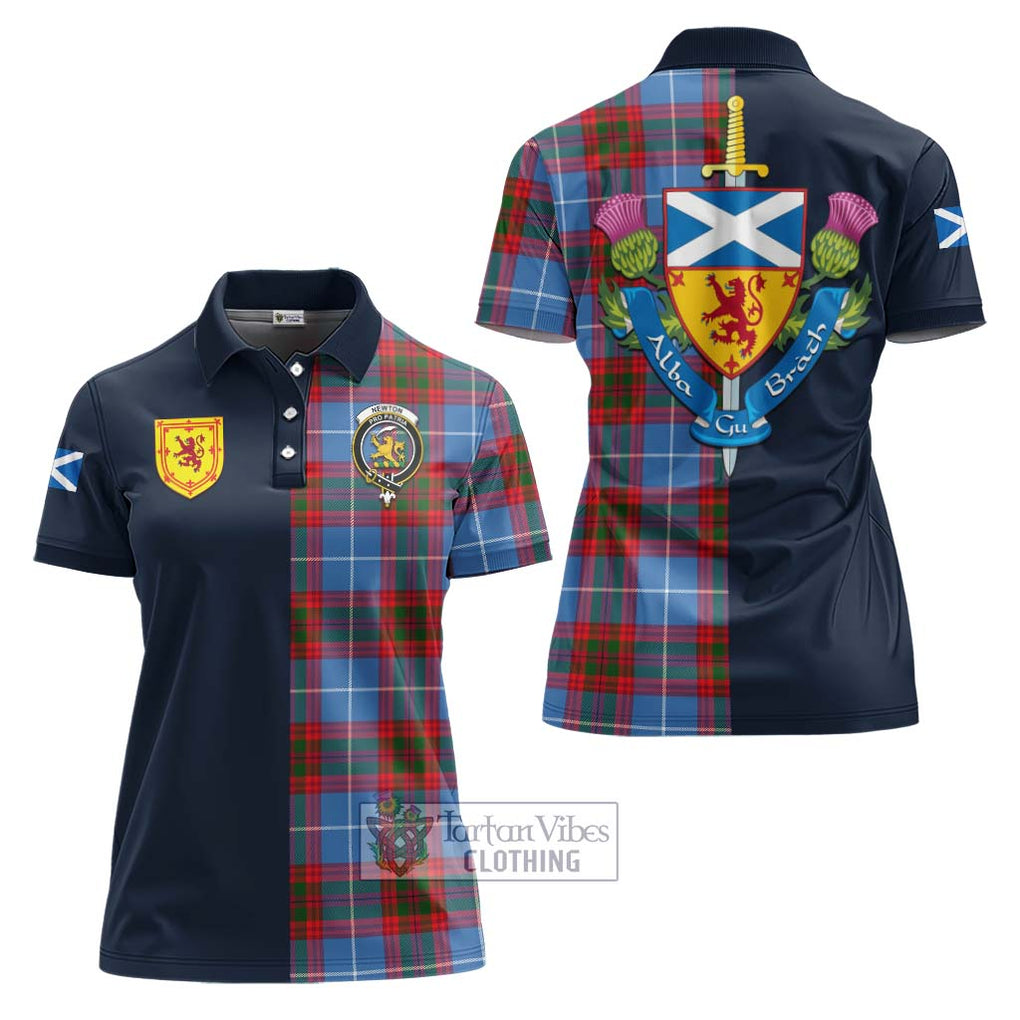 Tartan Vibes Clothing Newton Tartan Women's Polo Shirt with Scottish Lion Royal Arm Half Style