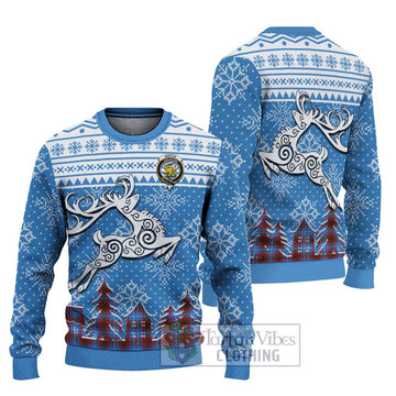 Newton Clan Christmas Ugly Sweater with Tartan and Celtic Reindeer Style