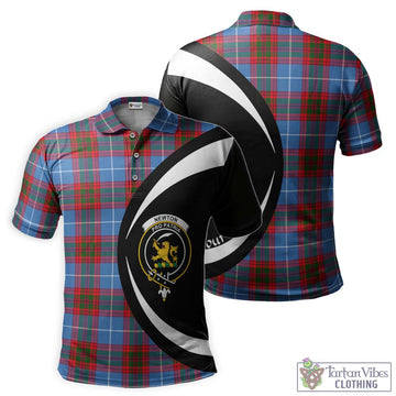 Newton Tartan Men's Polo Shirt with Family Crest Circle Style