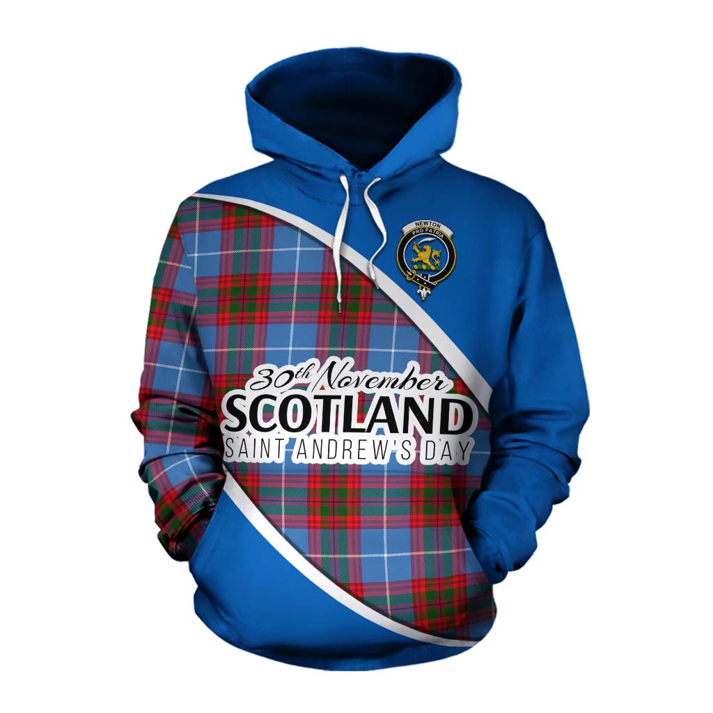 Tartan Vibes Clothing Newton Family Crest Tartan Cotton Hoodie Celebrate Saint Andrew's Day in Style