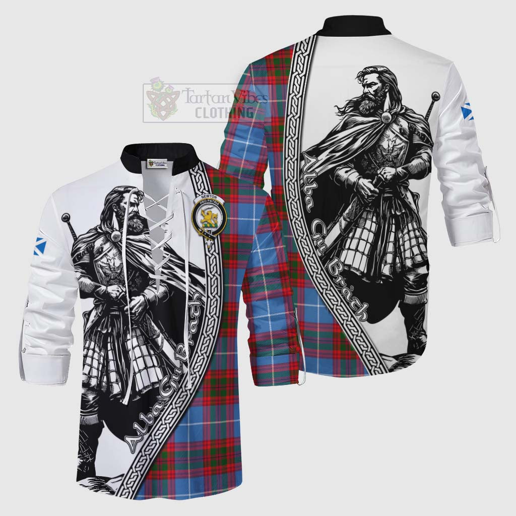 Tartan Vibes Clothing Newton Tartan Clan Crest Ghillie Kilt Shirt with Highlander Warrior Celtic Style