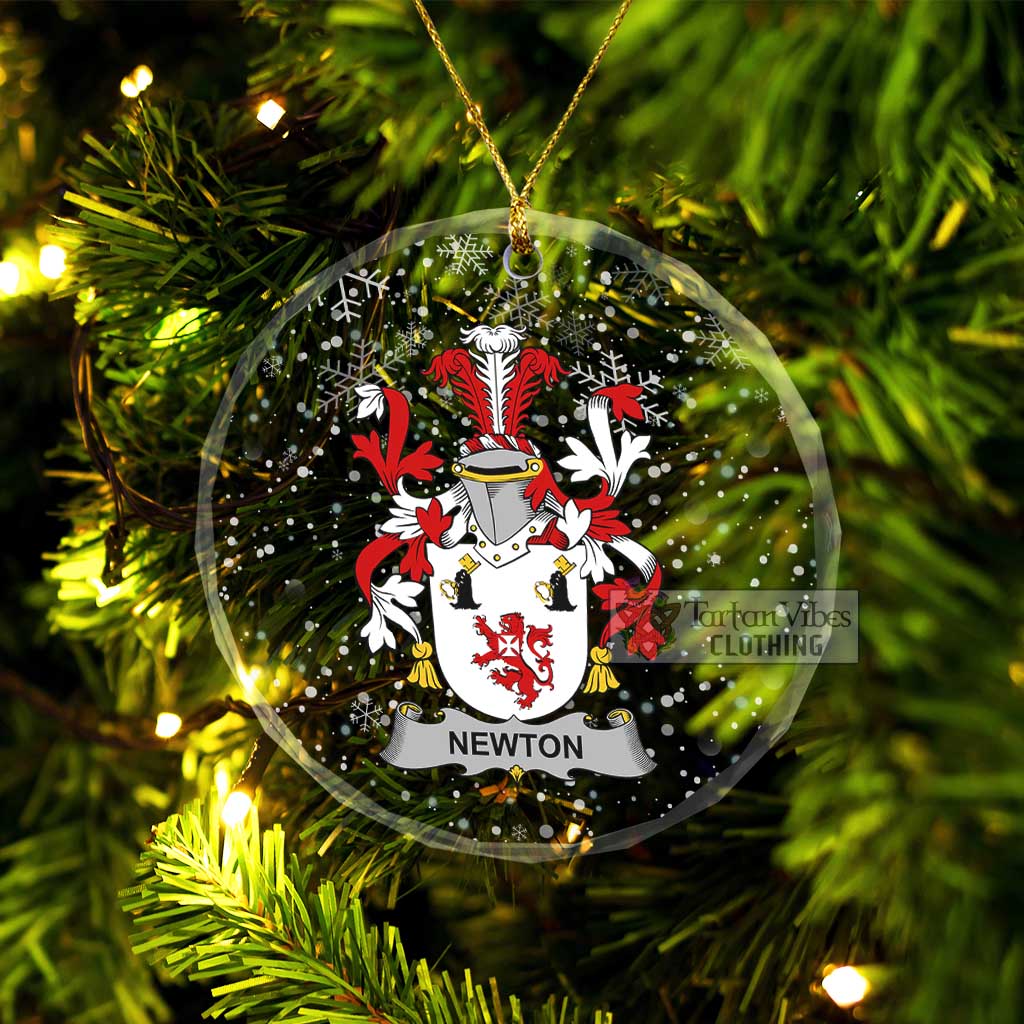 Tartan Vibes Clothing Newton Irish Clan Christmas Glass Ornament with Coat of Arms