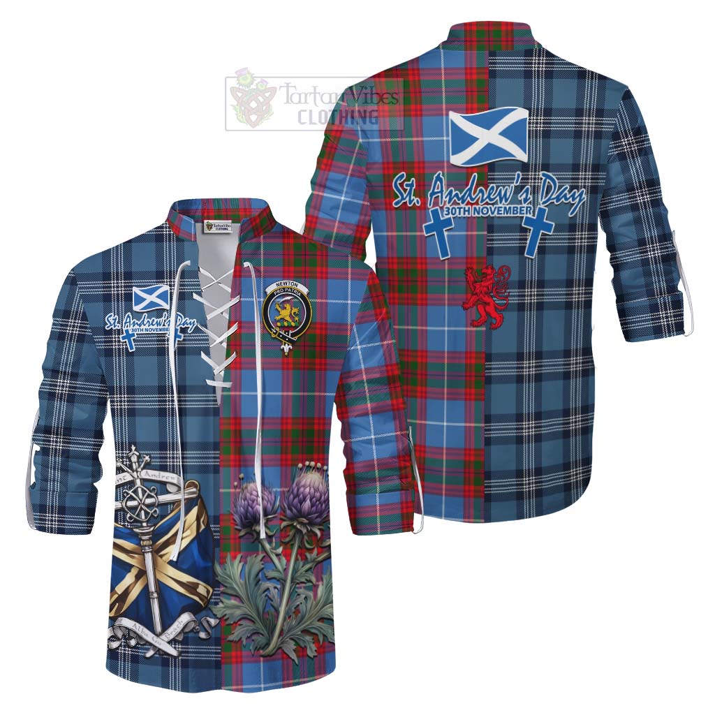 Tartan Vibes Clothing Newton Tartan Ghillie Kilt Shirt Happy St. Andrew's Day Half Tartan Style